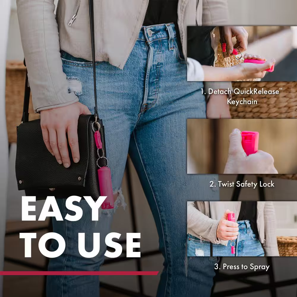 Pink Key Case Pepper Spray with Quick Release
