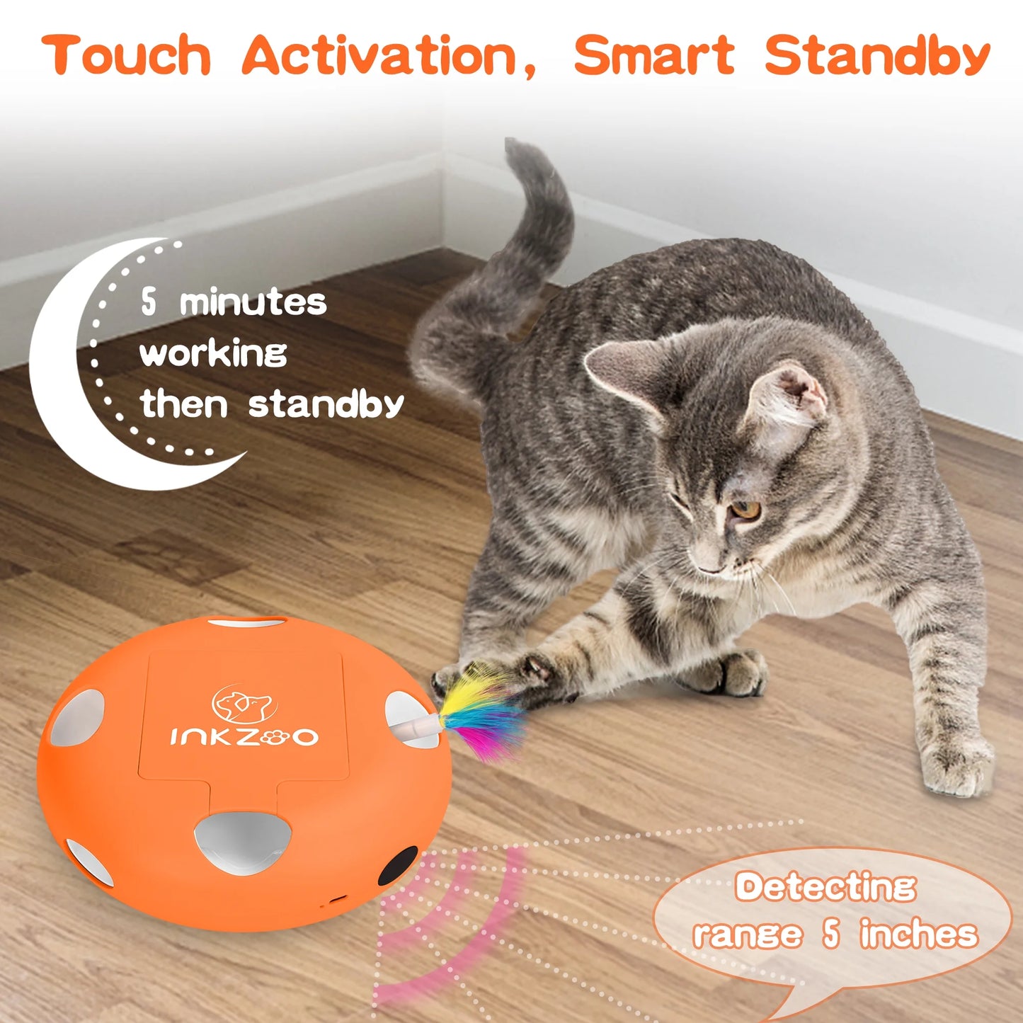 Interactive Cat Toys with USB Rechargeable, Automatic Cat Wand Toys for Indoor Cats