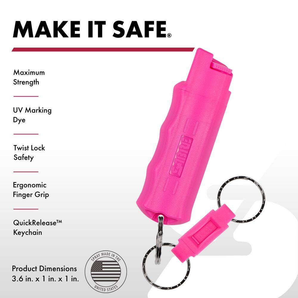 Pink Key Case Pepper Spray with Quick Release