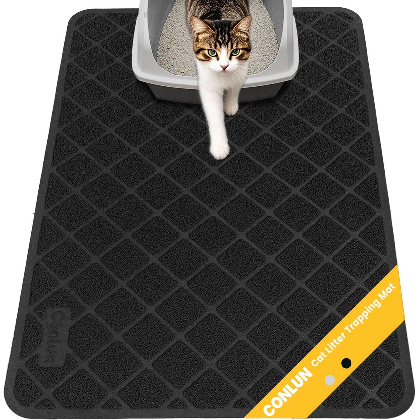 Cat Litter Mat, 35" X 23" Premium Durable PVC, Non-Slip, Less Waste, Urine Waterproof