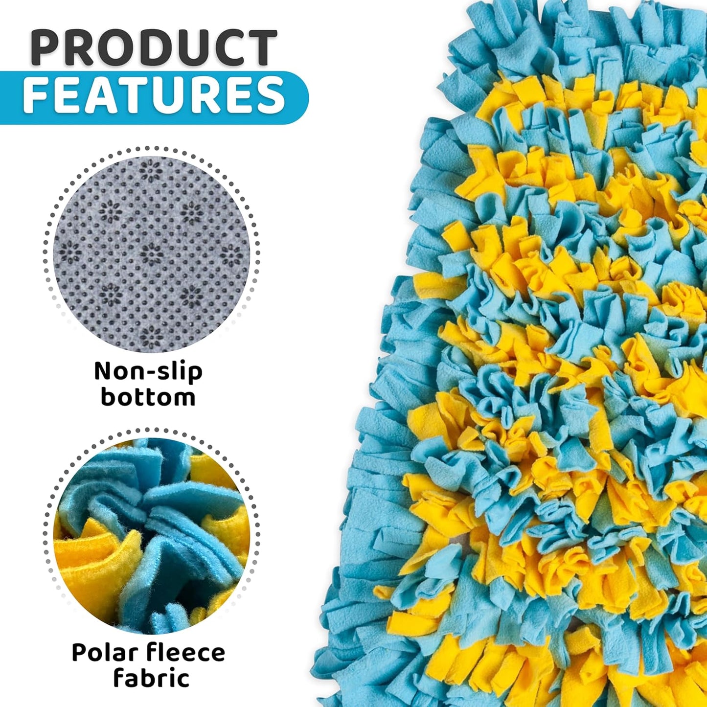 Snuffle Mat for Dogs Large, Enrichment Sniff Mat for Slow Eating, Smell Training, and Stress Relief, Cognitive Dog Toys Foraging Mat to Keep Dog Busy, for Puppy/Small/Medium/Large Breed, 24 X 20 Inch