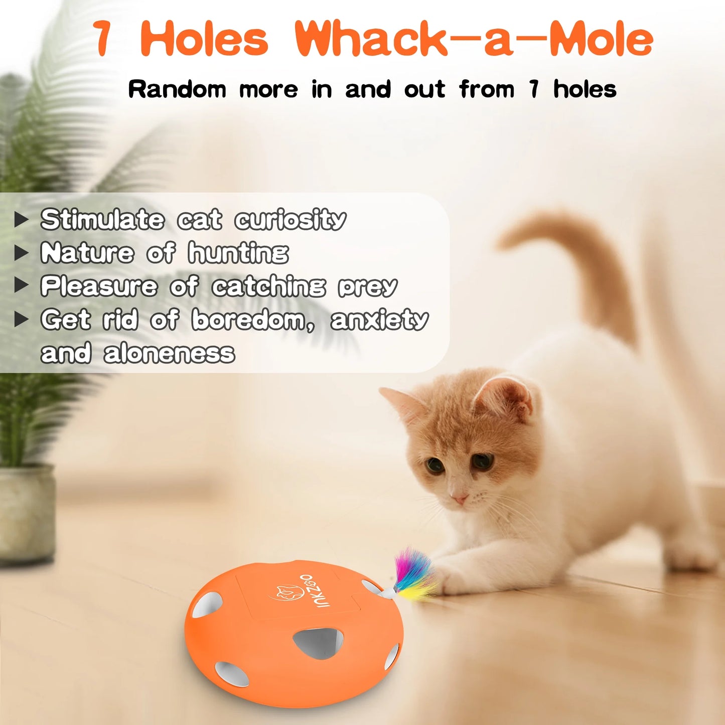 Interactive Cat Toys with USB Rechargeable, Automatic Cat Wand Toys for Indoor Cats