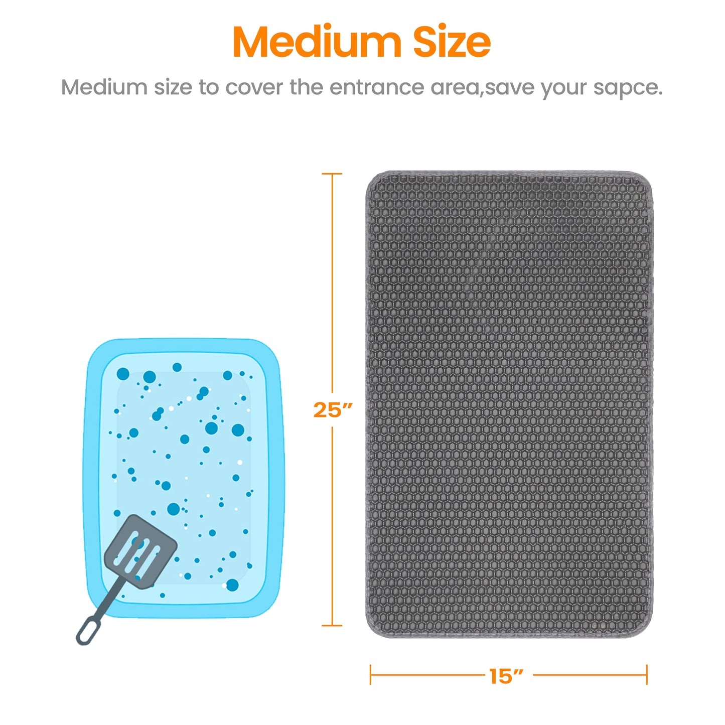Cat Litter Mat - 25"X15" Honeycomb Double Layer, Urine Waterproof, and Easy to Clean
