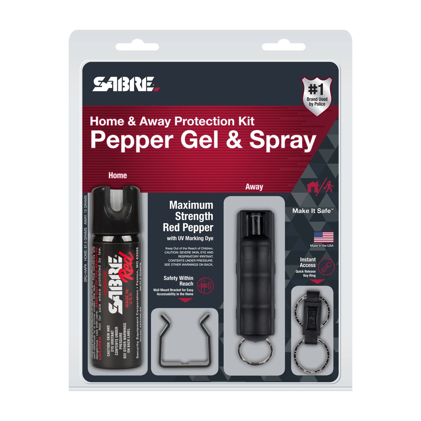 Red Pepper Spray and Gel Home and Away Kit, 1 Ct Each, New, Pocket Pepper Sprays