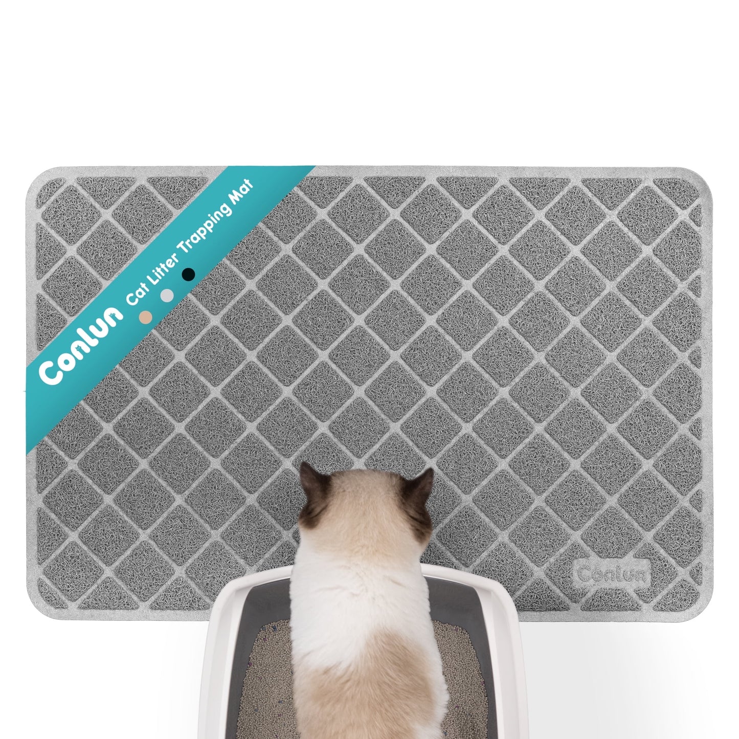 Cat Litter Mat, 35" X 23" Premium Durable PVC, Non-Slip, Less Waste, Urine Waterproof