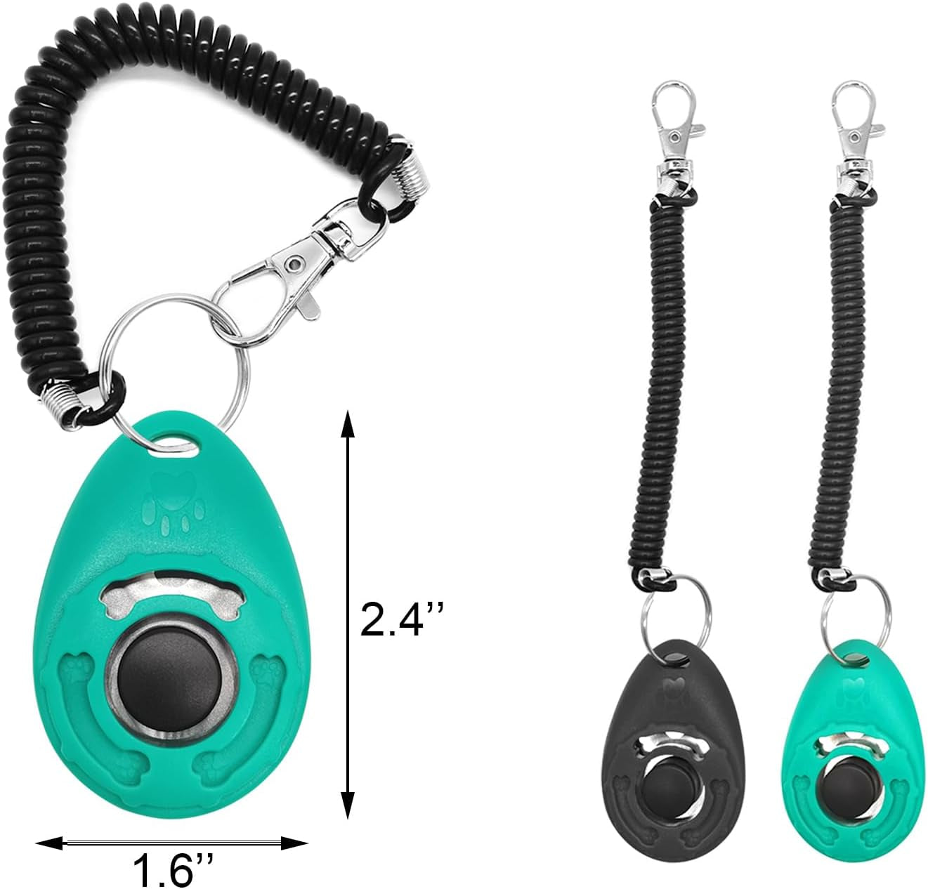 2Pcs Dog Training Clickers with Wrist Strap and Clasp, Lightweight Durable Pet Trainer Clear Sound Pup Training Clicker for Dog Puppy Cat, Gift for Pet Lovers (Black + Green)