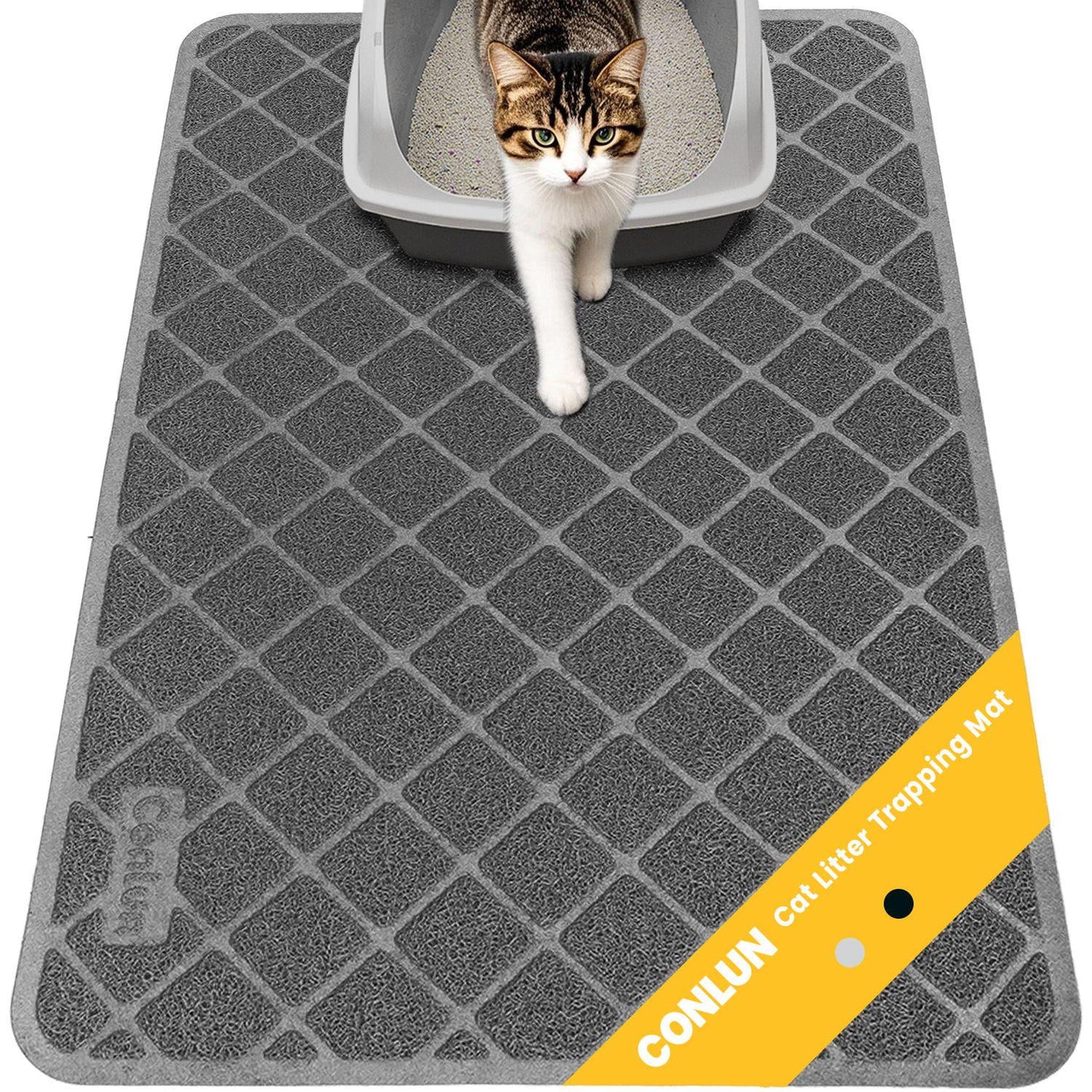 Cat Litter Mat, 35" X 23" Premium Durable PVC, Non-Slip, Less Waste, Urine Waterproof