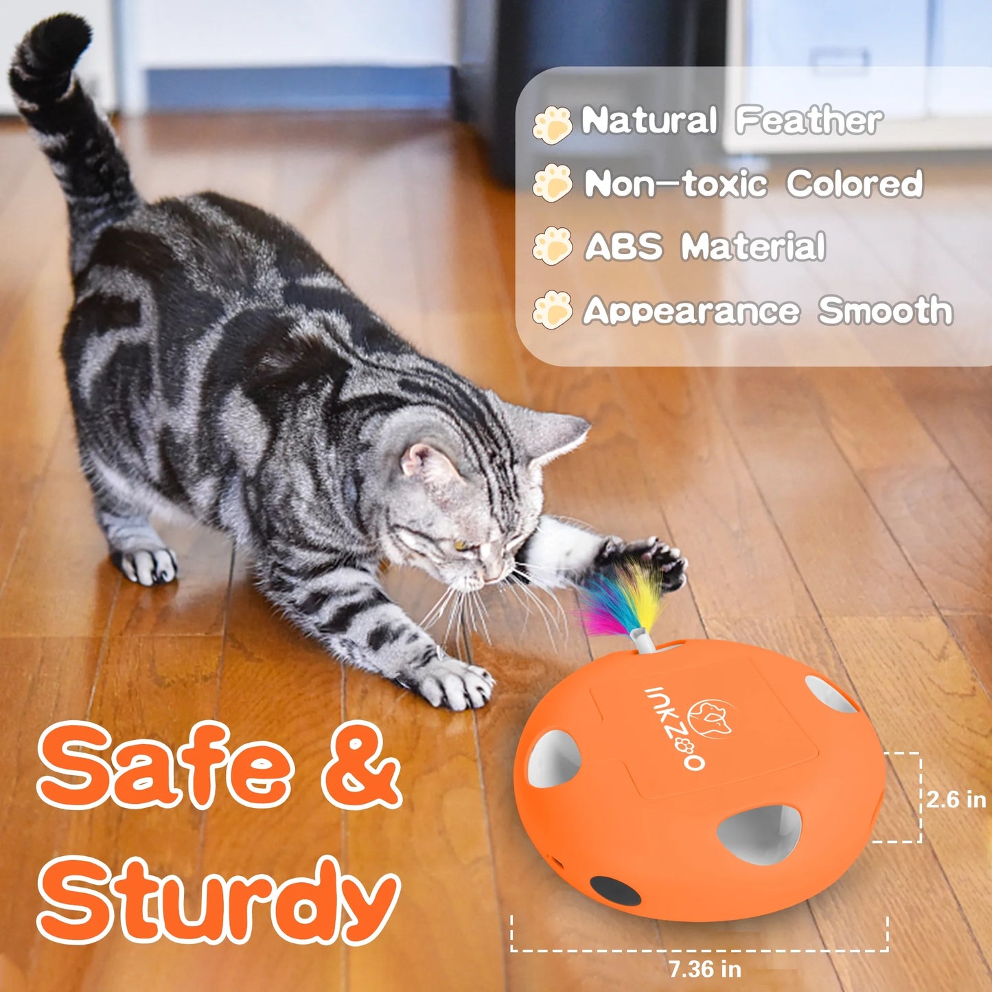 Interactive Cat Toys with USB Rechargeable, Automatic Cat Wand Toys for Indoor Cats