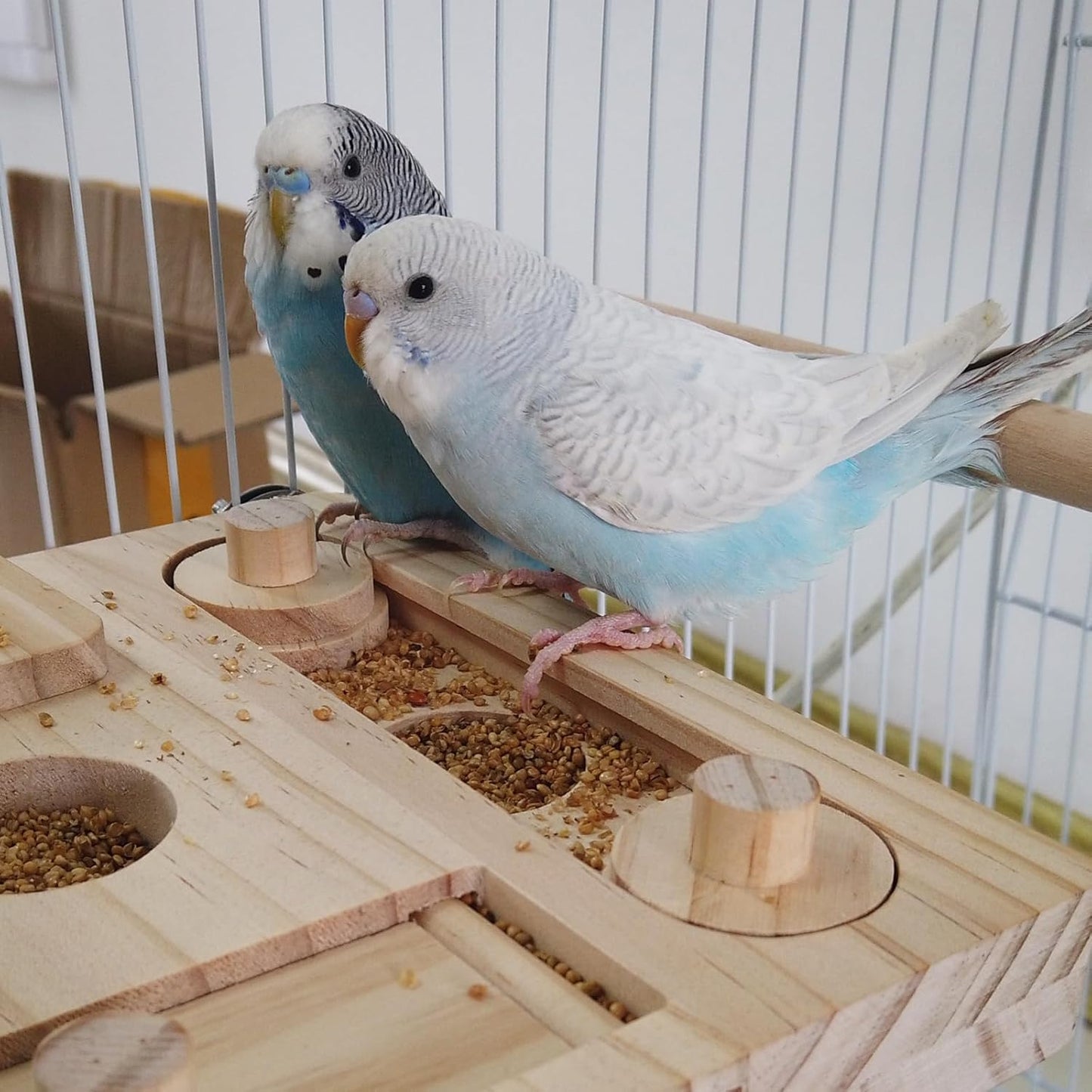 Wooden Bird Foraging Puzzle Toys for Parrots, Parakeet, Cockatiel, Sun Conures - Birds Interactive Mental Enrichment Toy, B Ird Seed Slow Feeder Toy for Cage