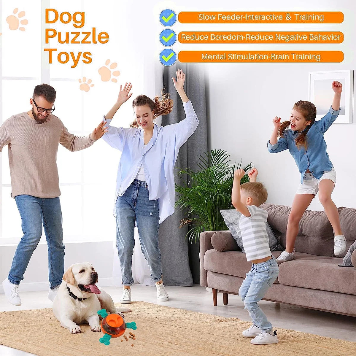 Dog Interactive Toys, Durable Food Feeder Tumbler Toy, Enrichment Mind Stimulating Puzzle Game for Pet Puppies, Pet Chew Toys Suitable for Small Medium Large Dogs