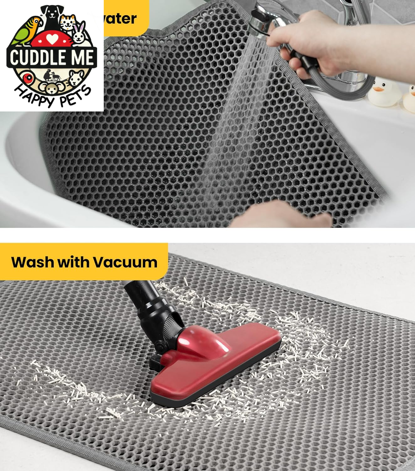 Cat Litter Mat 23"X17", Double Layer Urine & Waterproof Trapping Mat for Kitty Litter Box, Easy to Clean, Non-Slip, Scatter Control Cat Matt for Floor, Gray