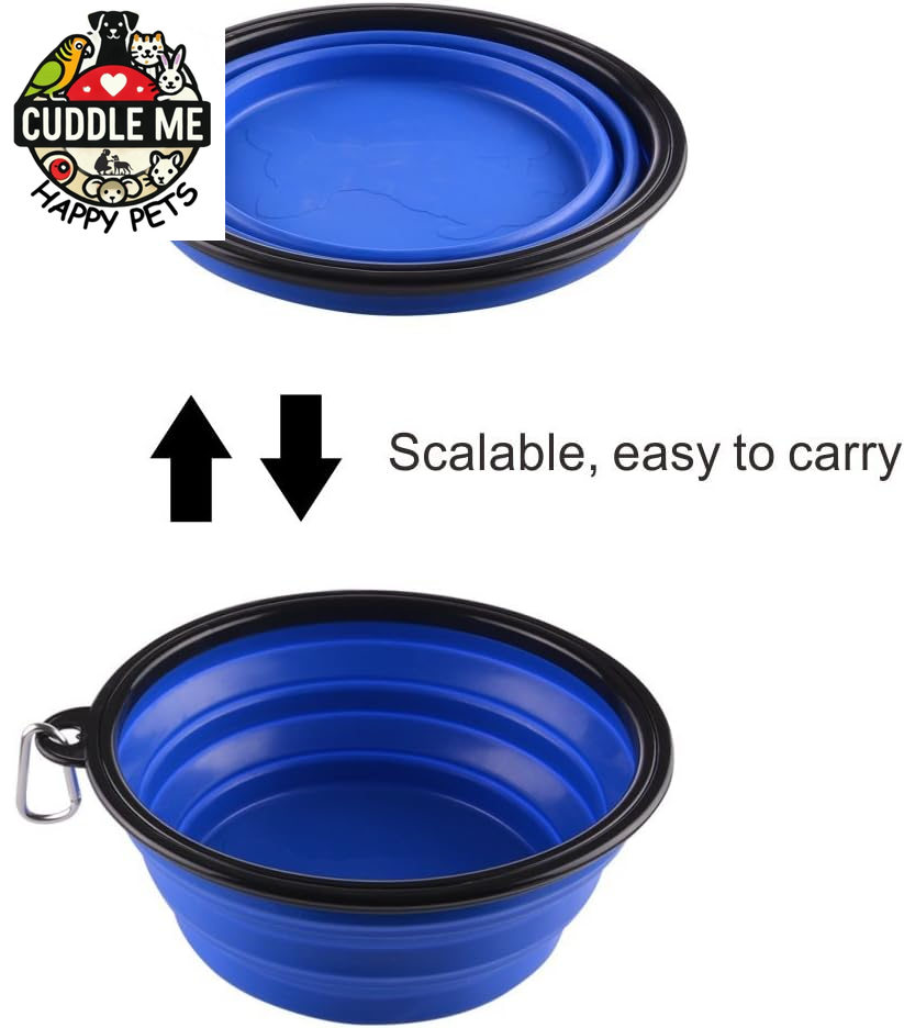Extra Large Collapsible Dog Bowl, 3L XL Travel Dog Bowl, Foldable Travel Water Dish, 102Oz X-Large Portable Collapsable Traveling Bowls with Carabiner for Dogs Walking, Hiking (Blue)