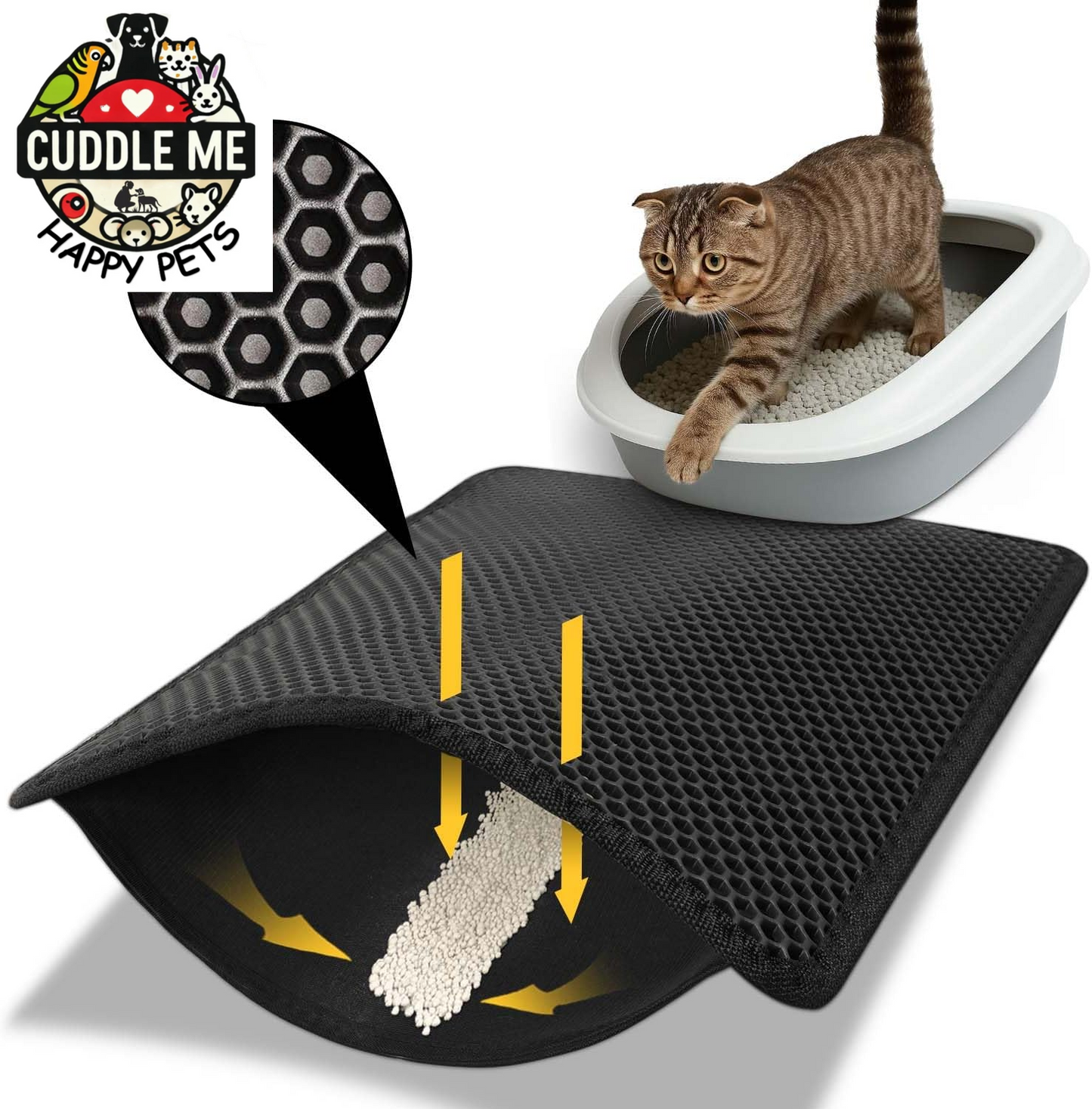 Cat Litter Mat 23"X17", Double Layer Urine & Waterproof Trapping Mat for Kitty Litter Box, Easy to Clean, Non-Slip, Scatter Control Cat Matt for Floor, Gray