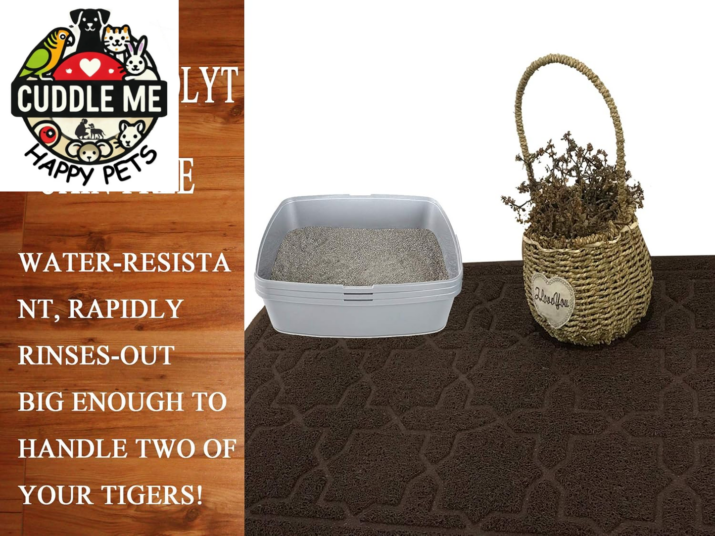 Cat Litter Mat, XL Size 47"X36" Litter Mat, Durable Trapping Rug, Non-Slip and Waterproof, Easy to Clean,Traps Litter from Litter Box(Extra Large Gray Khaki)