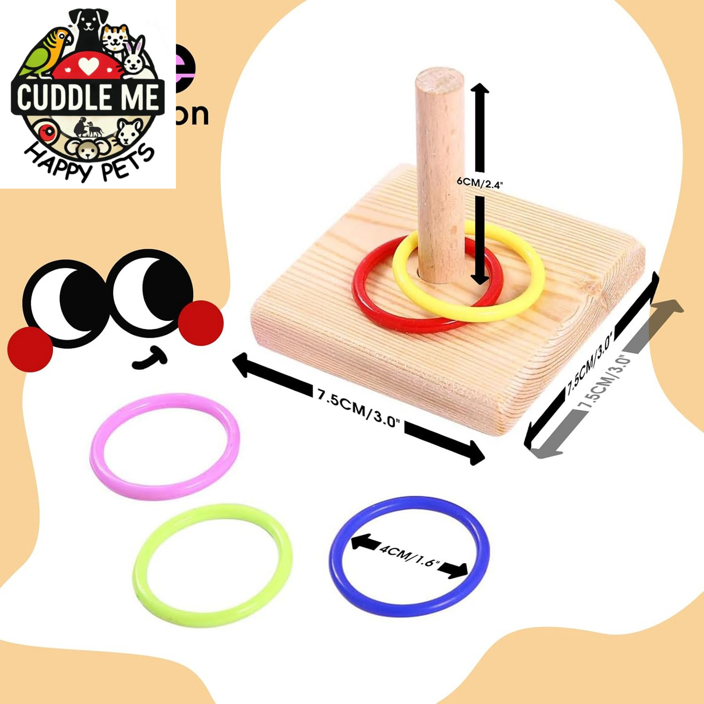 Bird Training Ring Toy, Parrot Trick Tabletop Toys, Bird Educational Toys, Stacking Color Rings,Bird Cage Toys