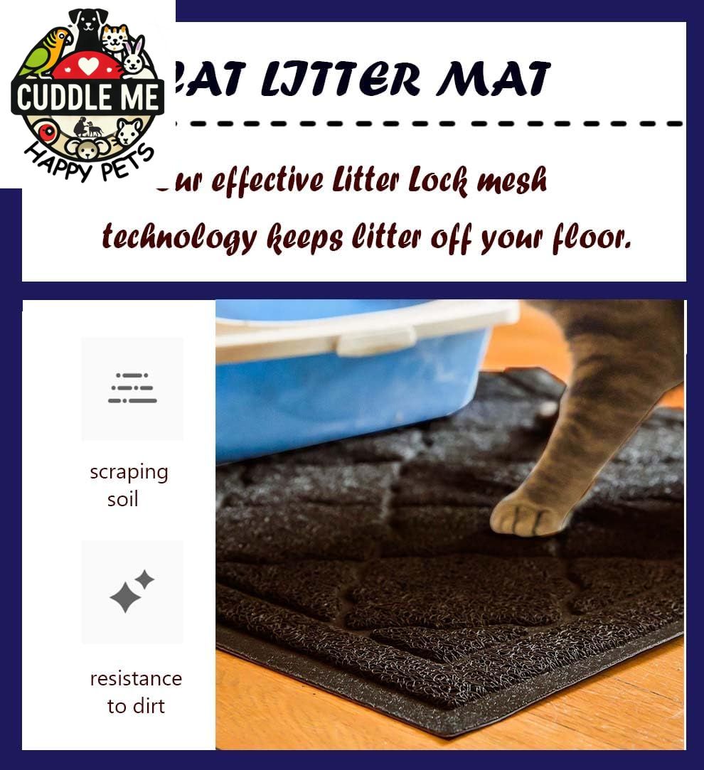 Cat Litter Mat, XL Size 47"X36" Litter Mat, Durable Trapping Rug, Non-Slip and Waterproof, Easy to Clean,Traps Litter from Litter Box(Extra Large Gray Khaki)