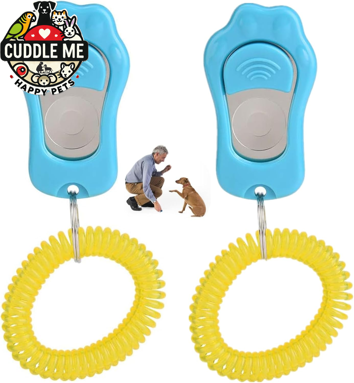 Dog Clicker for Training, 2 Packs Dog Training Clicker Pet Behavioral Training Clicker, Adjustable 3 Gears Pet Dog Training Clicker with Wrist Strap for Dogs Cats Birds Horses, Sky Blue