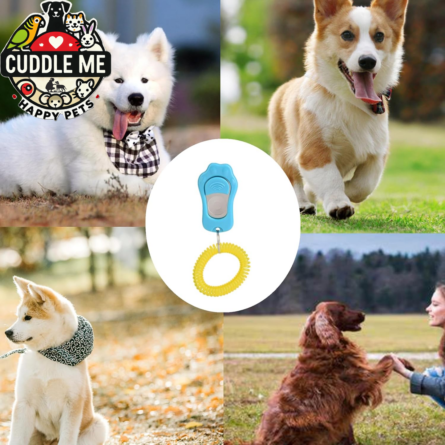 Dog Clicker for Training, 2 Packs Dog Training Clicker Pet Behavioral Training Clicker, Adjustable 3 Gears Pet Dog Training Clicker with Wrist Strap for Dogs Cats Birds Horses, Sky Blue