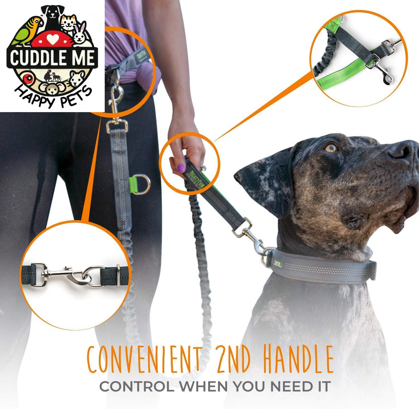 Hands Free Dog Leash | Bungee Waist Leash for Dog Walking. Pet Running Hands Free Tether for Large, Medium & Small Breeds. Pet Waist Belt (36" - 48") up to 150 Lbs - Gray