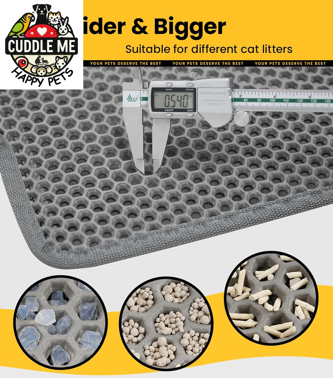 Cat Litter Mat 23"X17", Double Layer Urine & Waterproof Trapping Mat for Kitty Litter Box, Easy to Clean, Non-Slip, Scatter Control Cat Matt for Floor, Gray