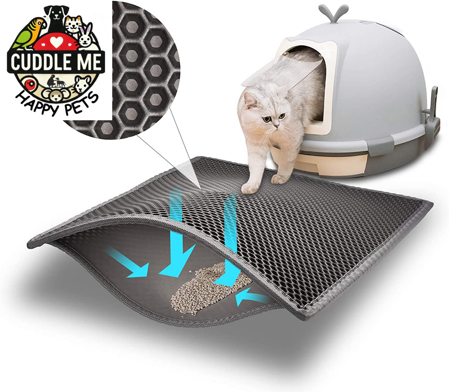 Cat Litter Mat Double Layer Waterproof Urine Proof Trapping Mat 1 Pack (Black, 30X24 Inch (Pack of 1))