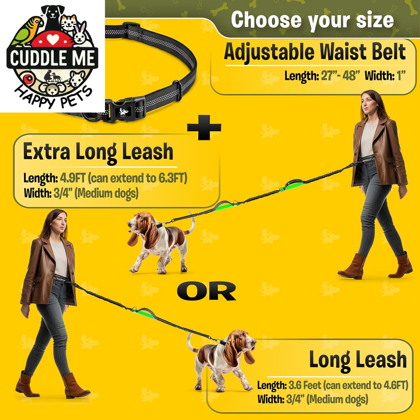 Exquisite Hands-Free Leash for Medium Dogs: Ultimate Comfort & Freedom for Running, Walking, Hiking. Premium Quality, Durable & Versatile Waist Dog Leash Belt. Your Dog Will Love It