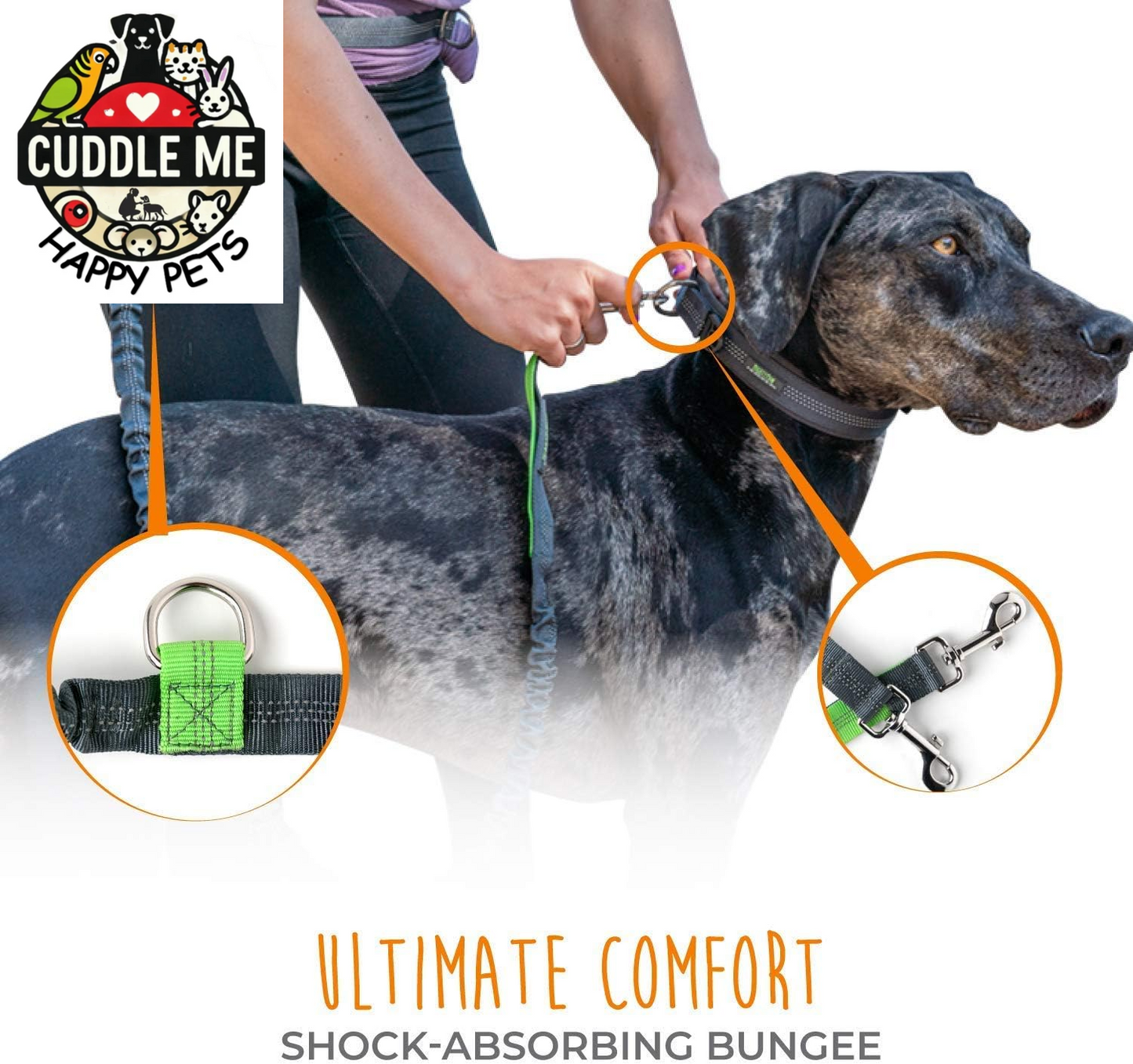 Hands Free Dog Leash | Bungee Waist Leash for Dog Walking. Pet Running Hands Free Tether for Large, Medium & Small Breeds. Pet Waist Belt (36" - 48") up to 150 Lbs - Gray