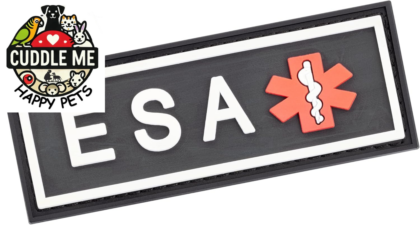 Emotional Support Animal Patch for Dog Harness and Vest ESA Removable 3D Rubber Patches Hook Backing for Small or Large Service Dogs