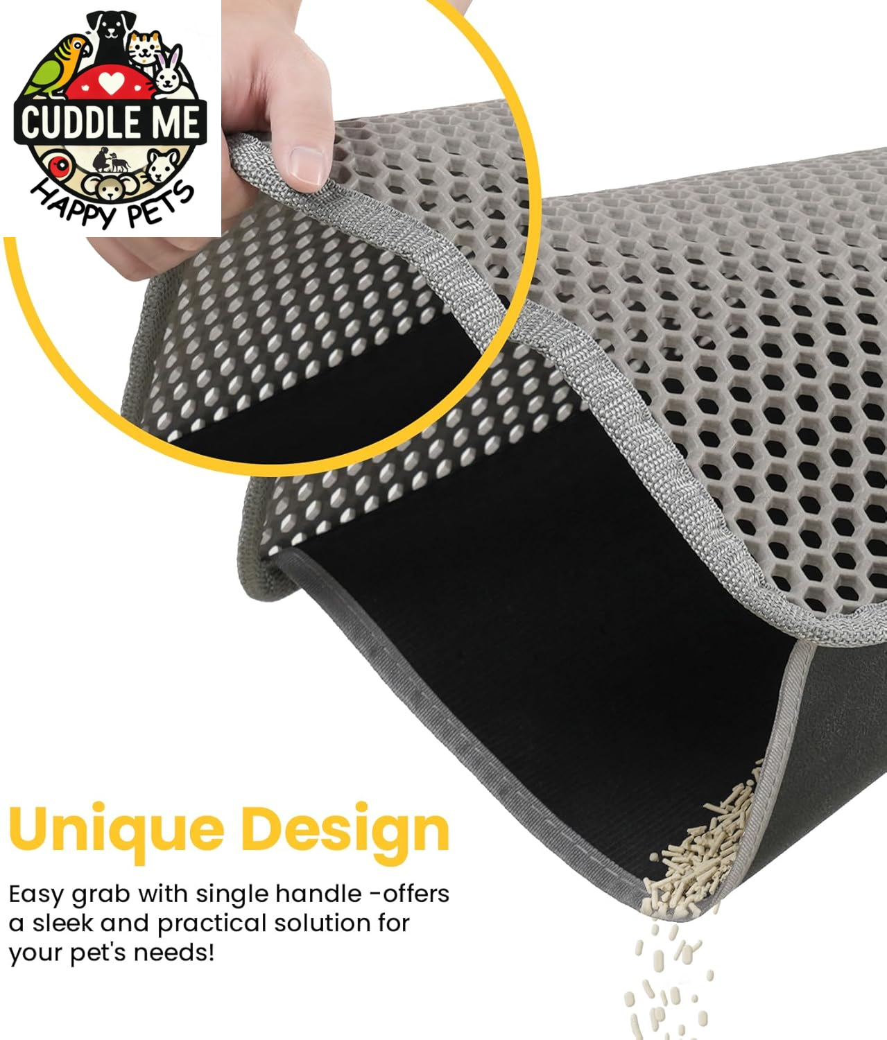 Cat Litter Mat 23"X17", Double Layer Urine & Waterproof Trapping Mat for Kitty Litter Box, Easy to Clean, Non-Slip, Scatter Control Cat Matt for Floor, Gray