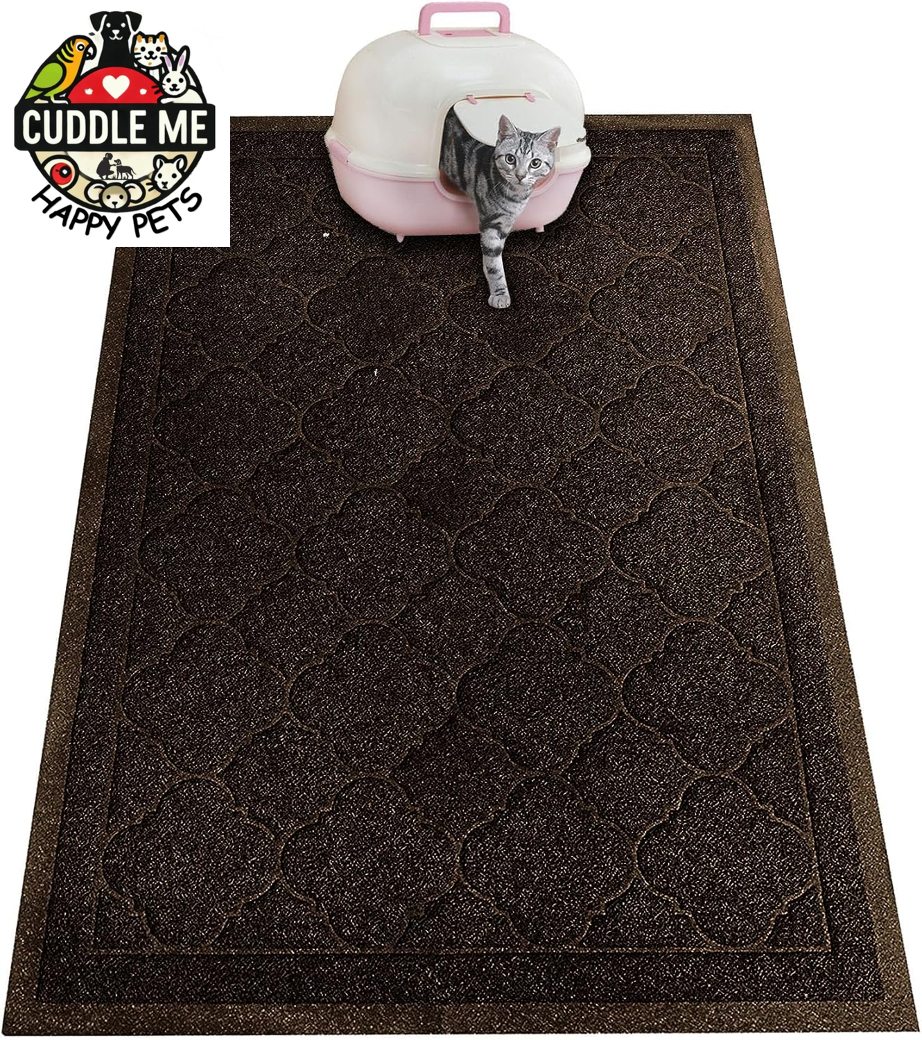Cat Litter Mat, XL Size 47"X36" Litter Mat, Durable Trapping Rug, Non-Slip and Waterproof, Easy to Clean,Traps Litter from Litter Box(Extra Large Gray Khaki)