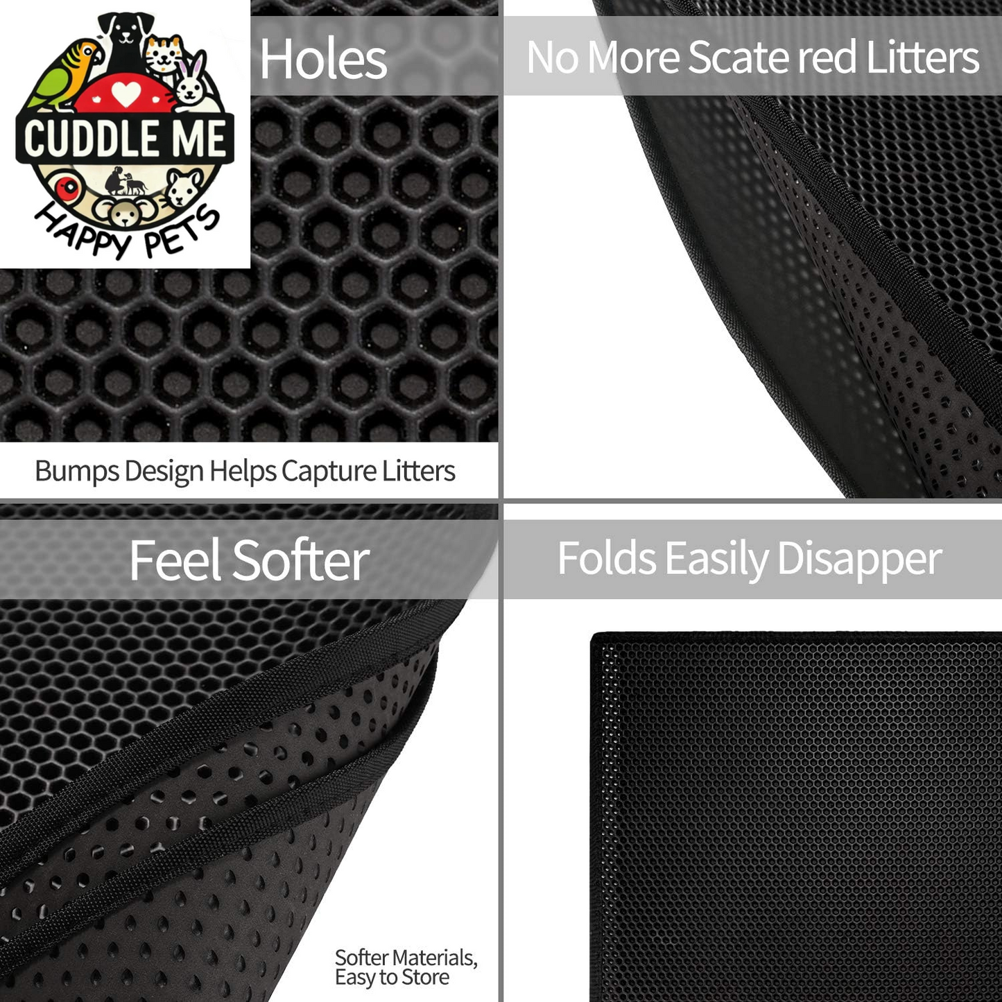 Cat Litter Mat Double Layer Waterproof Urine Proof Trapping Mat 1 Pack (Black, 30X24 Inch (Pack of 1))