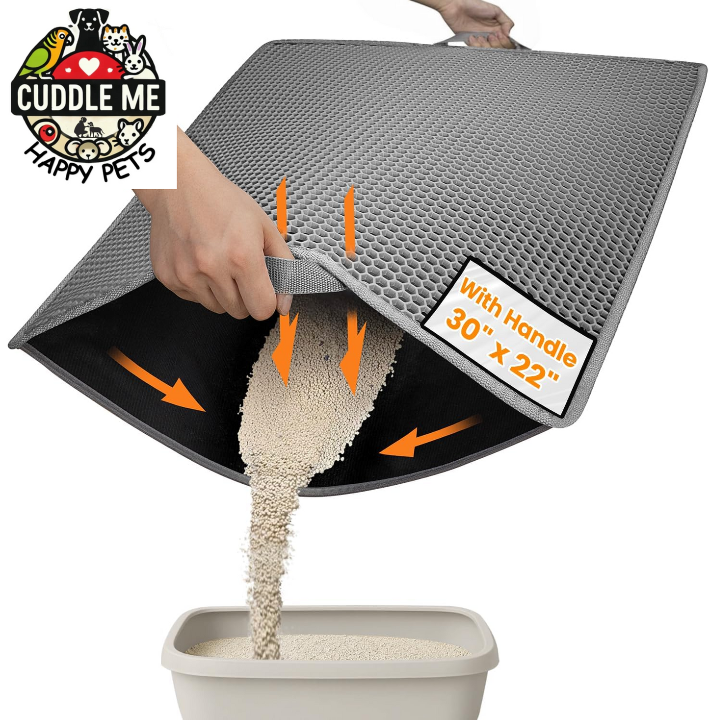 Cat Litter Mat 23"X17", Double Layer Urine & Waterproof Trapping Mat for Kitty Litter Box, Easy to Clean, Non-Slip, Scatter Control Cat Matt for Floor, Gray