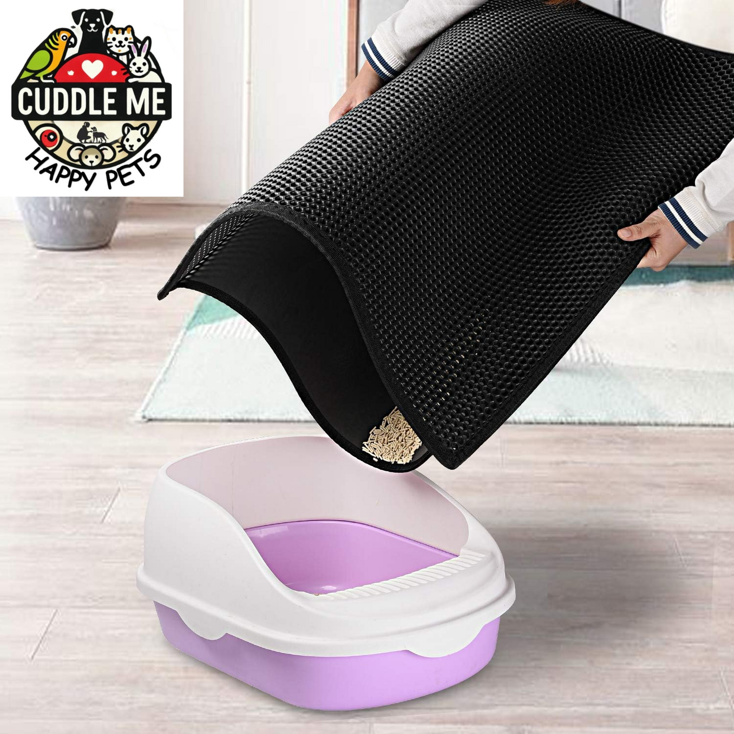 Cat Litter Mat Double Layer Waterproof Urine Proof Trapping Mat 1 Pack (Black, 30X24 Inch (Pack of 1))
