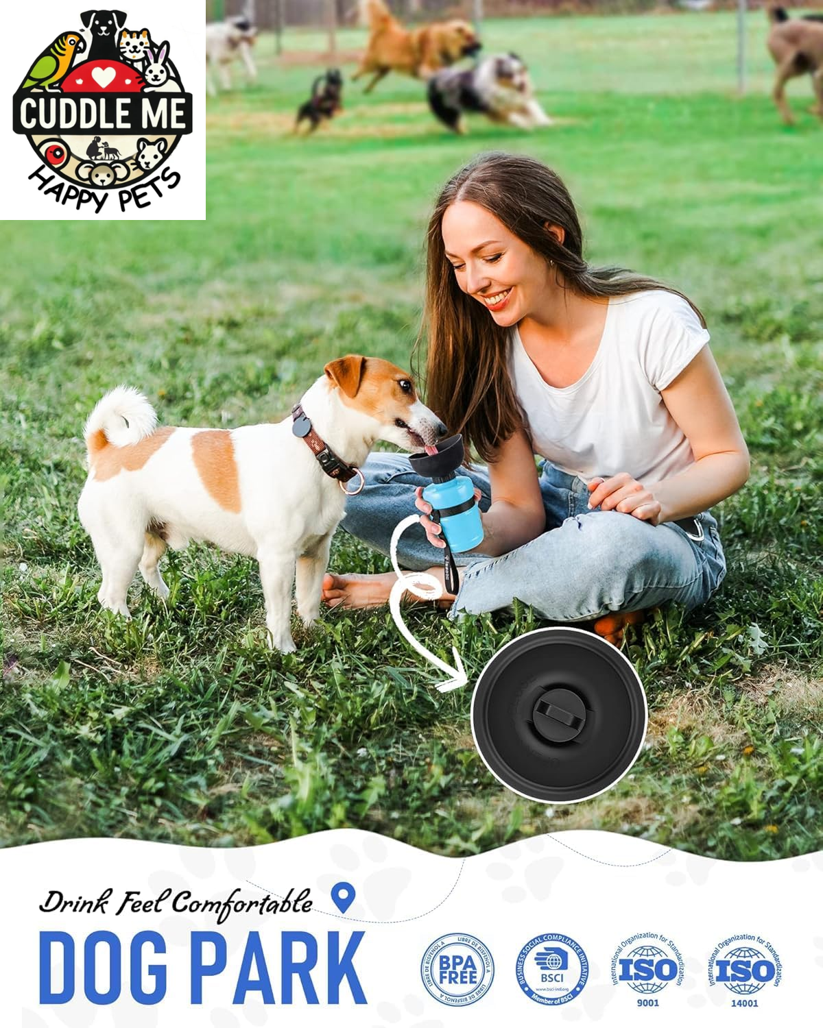 Dog Water Bottle, Portable Water Dispenser with Bowl, Leak Proof Pet Travel Squeeze Bottle, Puppy Essentials Dog Stuff Accessories for Outdoor Walking, Hiking, Camping