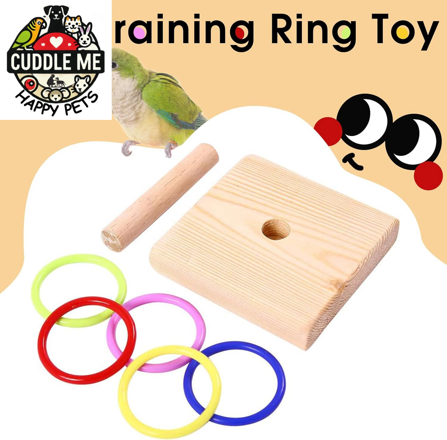 Bird Training Ring Toy, Parrot Trick Tabletop Toys, Bird Educational Toys, Stacking Color Rings,Bird Cage Toys