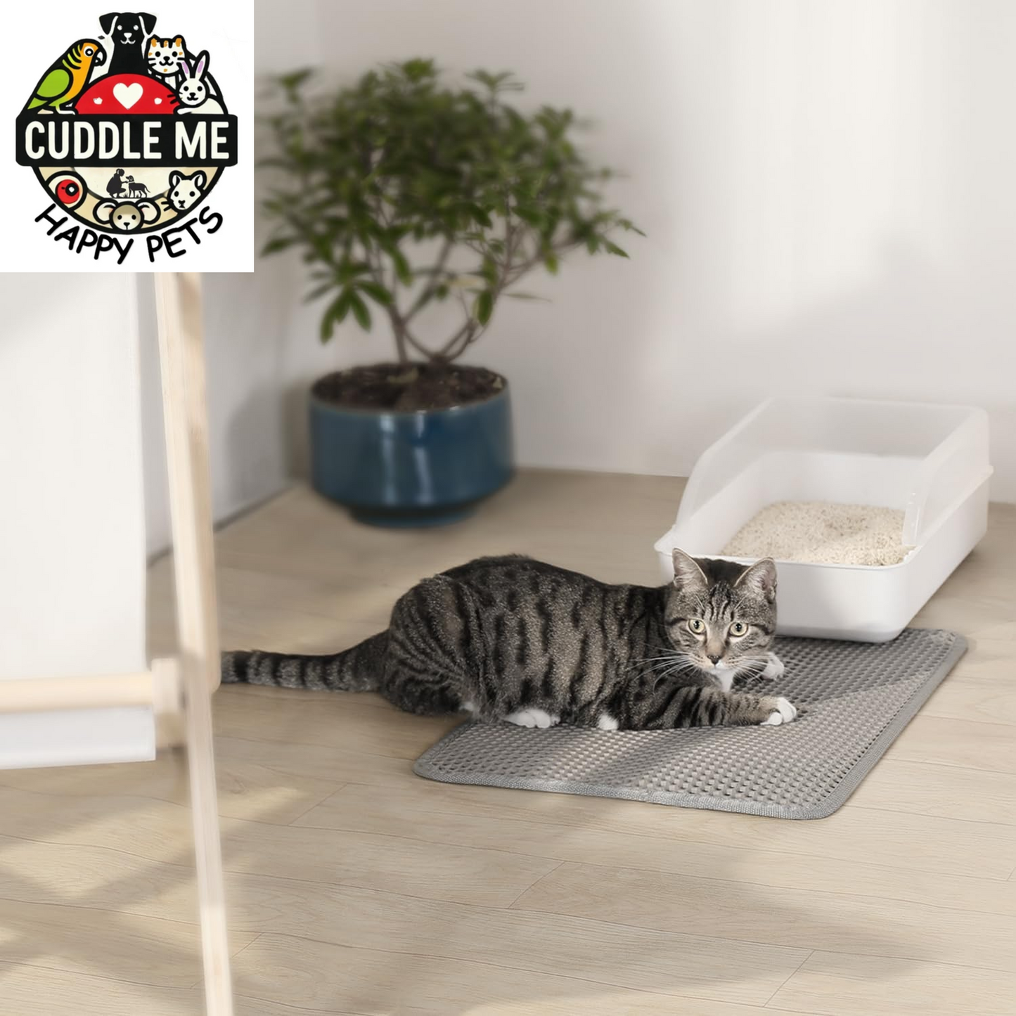 Cat Litter Mat 23"X17", Double Layer Urine & Waterproof Trapping Mat for Kitty Litter Box, Easy to Clean, Non-Slip, Scatter Control Cat Matt for Floor, Gray