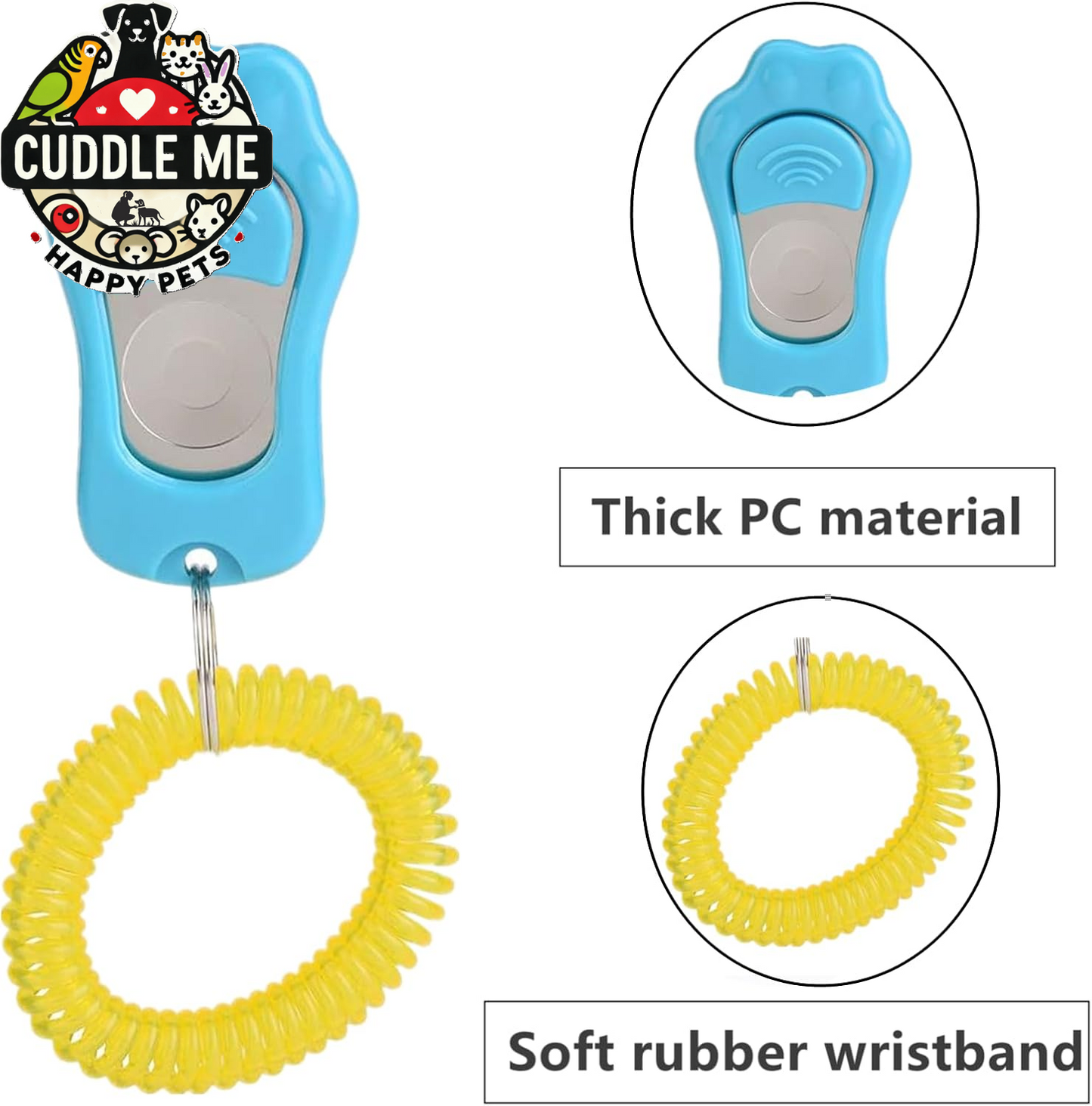 Dog Clicker for Training, 2 Packs Dog Training Clicker Pet Behavioral Training Clicker, Adjustable 3 Gears Pet Dog Training Clicker with Wrist Strap for Dogs Cats Birds Horses, Sky Blue