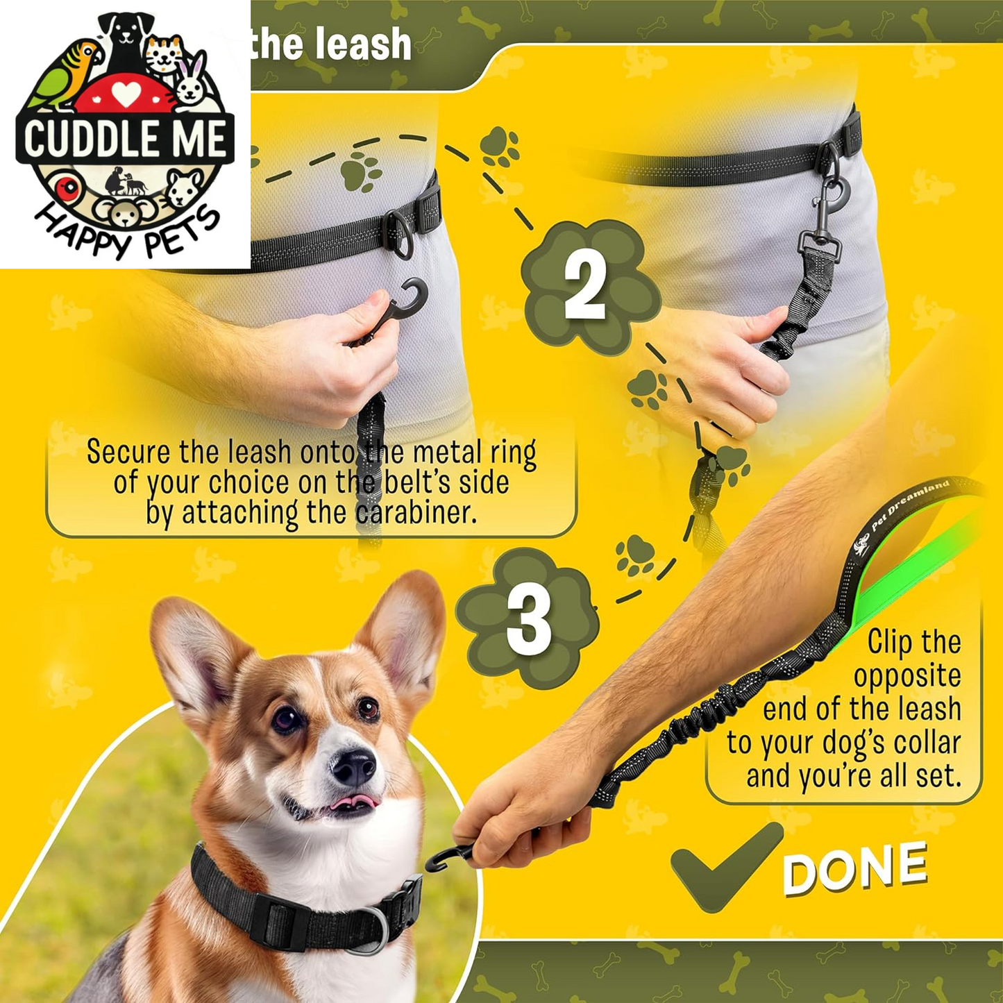 Exquisite Hands-Free Leash for Medium Dogs: Ultimate Comfort & Freedom for Running, Walking, Hiking. Premium Quality, Durable & Versatile Waist Dog Leash Belt. Your Dog Will Love It