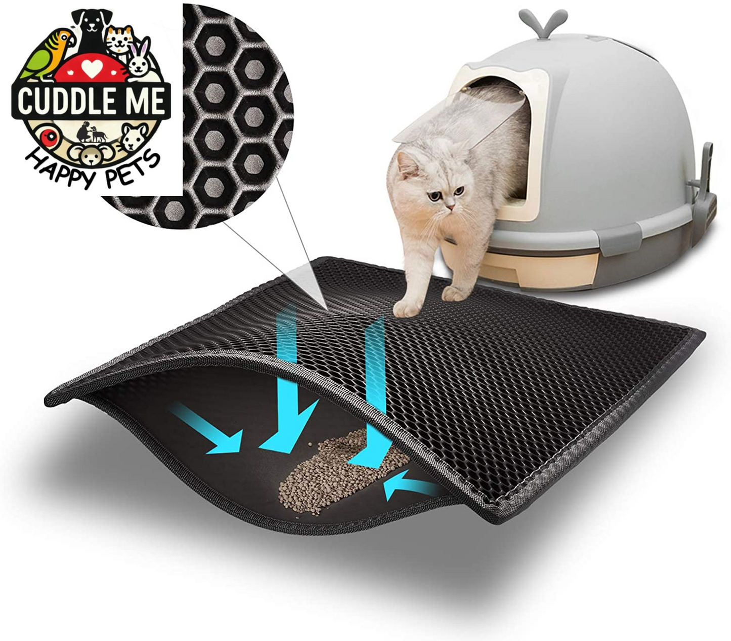 Cat Litter Mat Double Layer Waterproof Urine Proof Trapping Mat 1 Pack (Black, 30X24 Inch (Pack of 1))