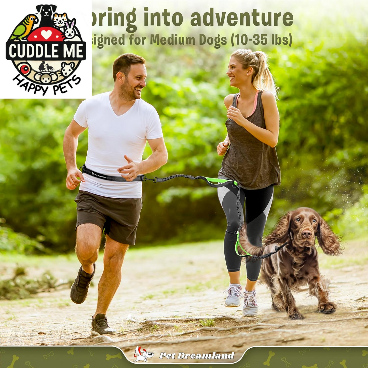 Exquisite Hands-Free Leash for Medium Dogs: Ultimate Comfort & Freedom for Running, Walking, Hiking. Premium Quality, Durable & Versatile Waist Dog Leash Belt. Your Dog Will Love It