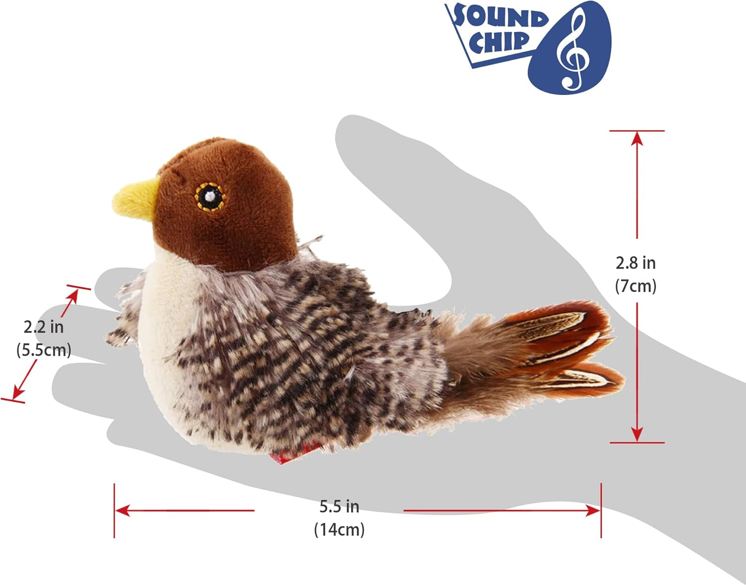 Interactive Cat Toys Squeaky, Stimulated Chirping Bird Toy Making Noise,Automatic Chirp Bird Cat Toy with Feather Tail, Melody Chaser Play and Squeak Kitten Toy for Boredom
