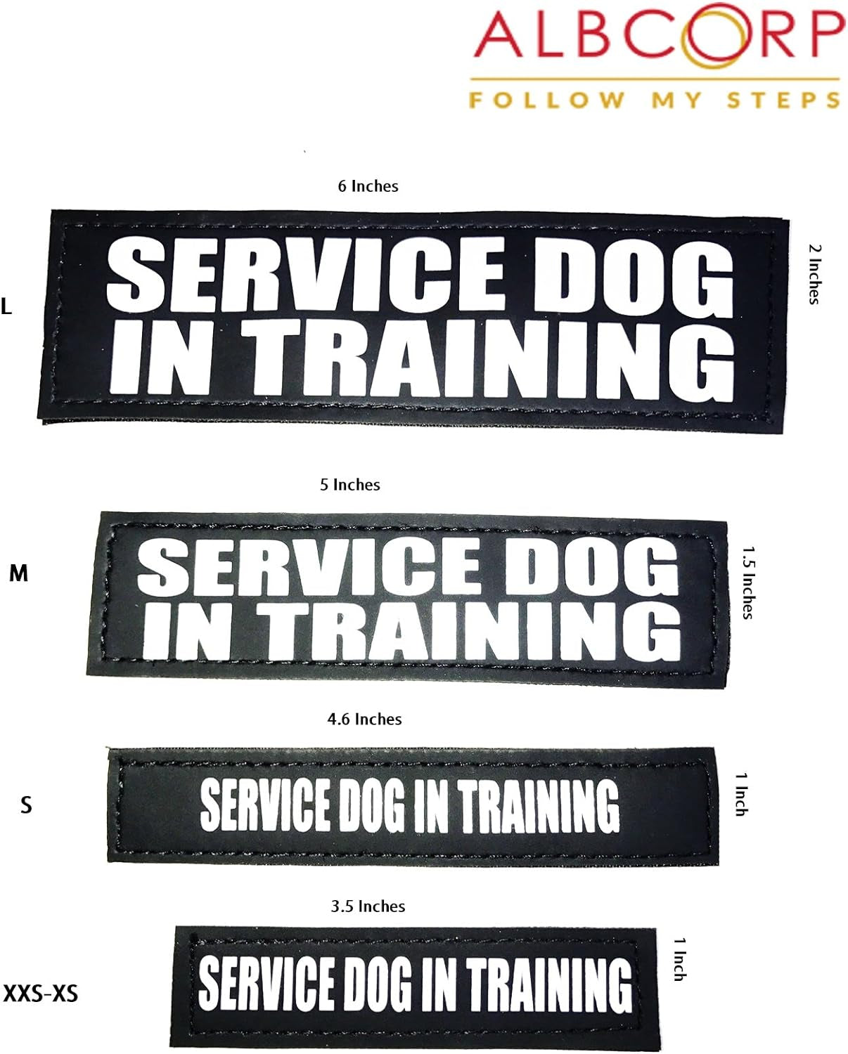 Reflective Service Dog in Training Patches with Hook and Loop Backing for Service Animal Vests /Harnesses Medium (5 X 1.5) Inch