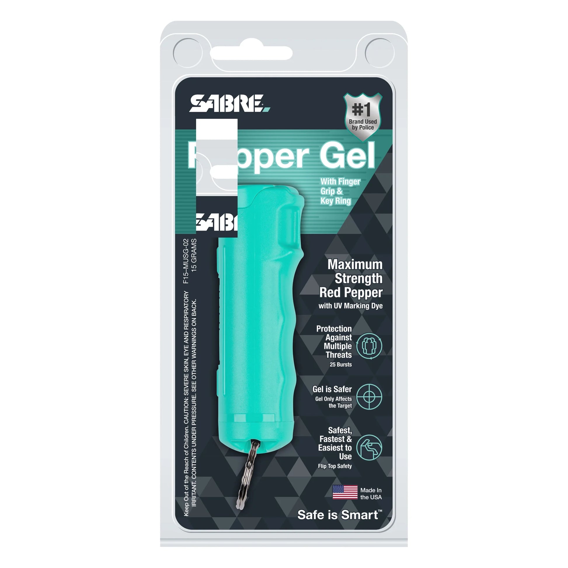 Fast Flip Top Pepper Gel with Finger Grip and Snap Clip, Mint Color, 1 in X 1 in X 3.875 In