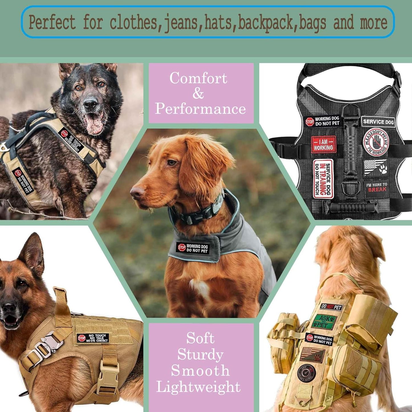 Ignore Me I Am Working Dog Patch for Service Dog Tactical Vests Harnesses, Small Embroidered Hook & Loop Patch