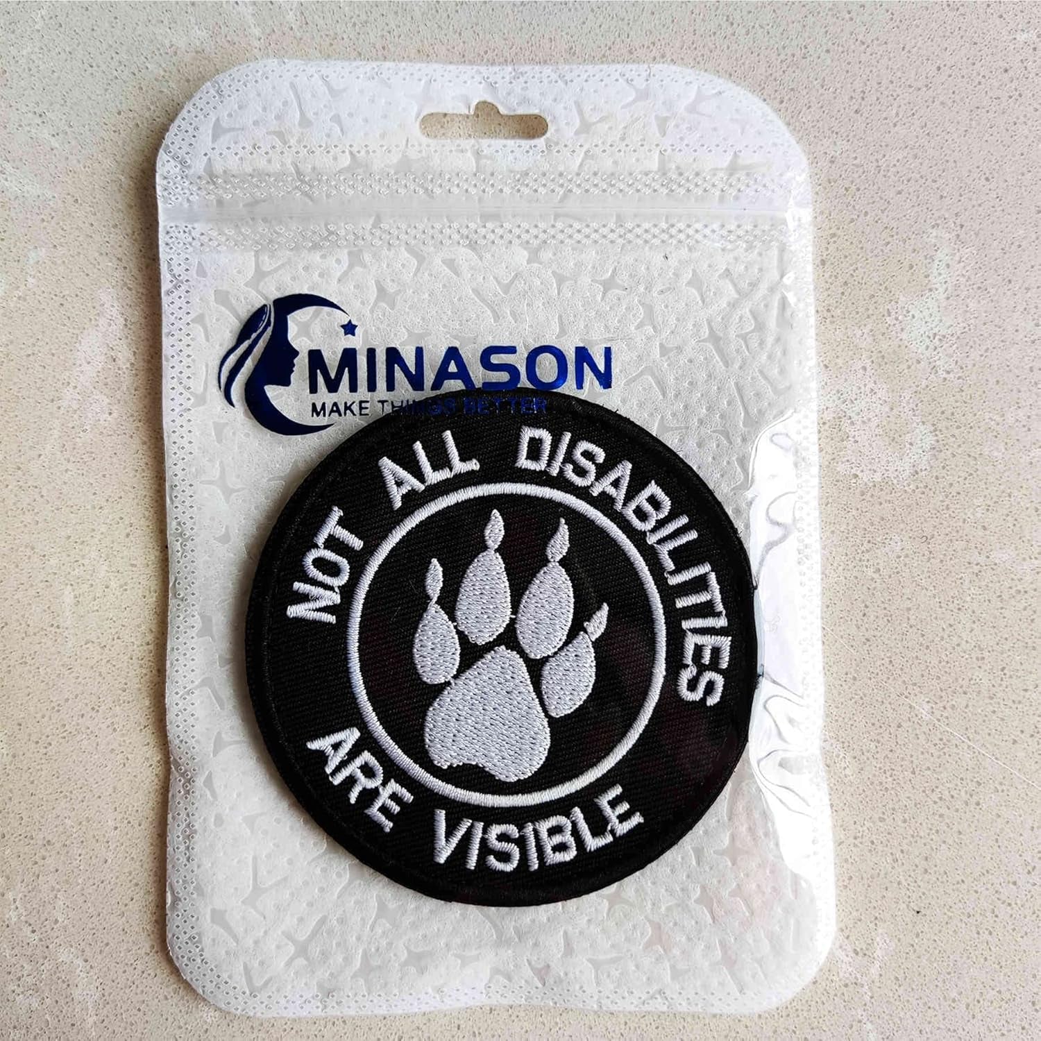 Service Dog Patch, Not All Disabilities Are Visible Embroidered Dog Paw Patch for Vests/Harnesses, Emblem Fastener Tactical Hook & Loop Patch (Paw Abilities)