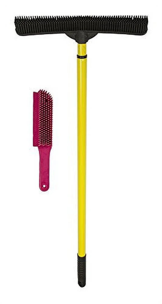 Original Indoor Pet Hair Rubber Broom and Pet Hair Remover Lint Brush Set, Colors May Vary  Broom and Brush Combo