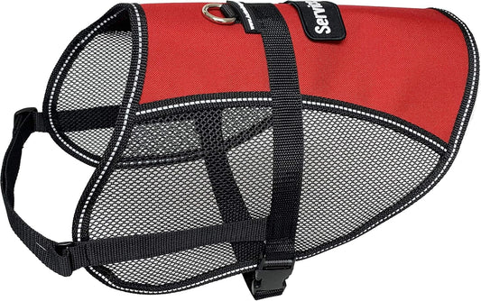 Activedogs Service Dog Hybrid Mesh Vest W/Hook & Loop Patch - Lightweight & Breathable Harness - Small Girth 20"-25", Red