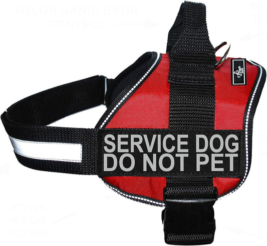 Service Dog Harness Vest Comes with 2 Reflective Service Dog DO NOT PET Patches. Please Measure Dog before Ordering (Girth 19-25", Red)