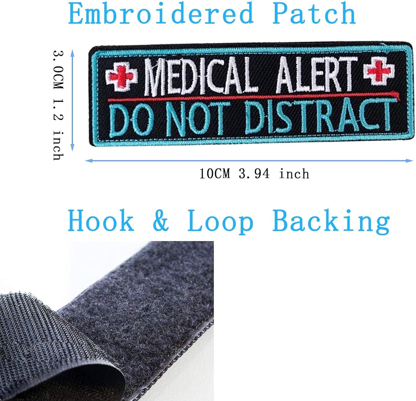 Medical Alert Tactical Dog Patch, Medical Alert Do Not Distract Service Dog Patch for Dog Vests Harnesses, Small Dog Embroidered Hook & Loop Patch