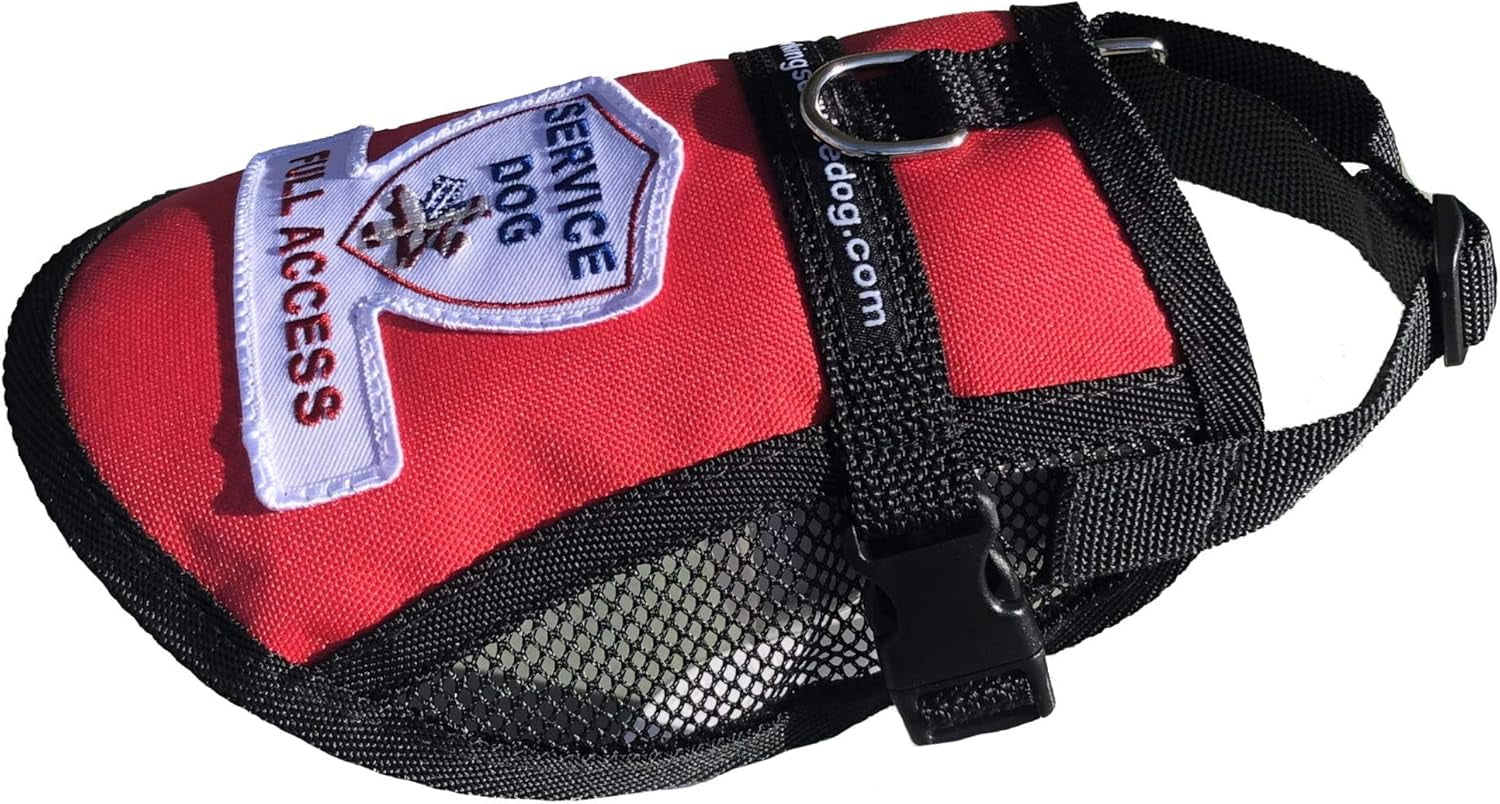 Premium Service Dog Mesh Full Access Vest - (23 - 27" Girth, Red) - Includes Five Service Dog Law Handout Cards